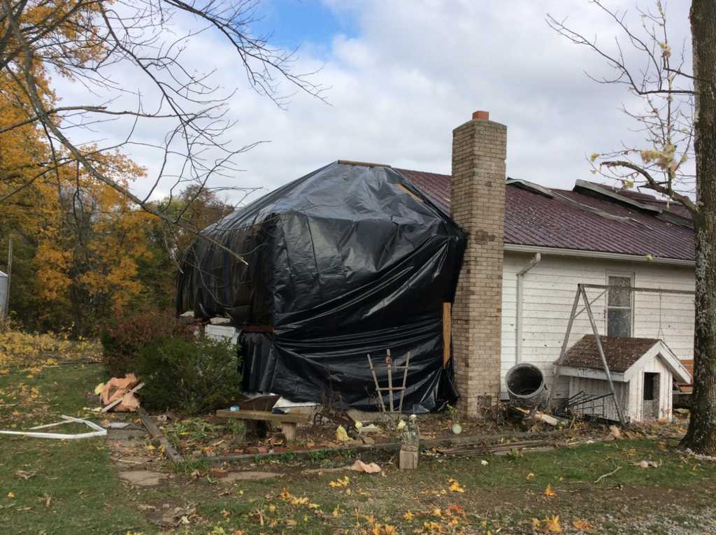 Damage to a home north of Noble