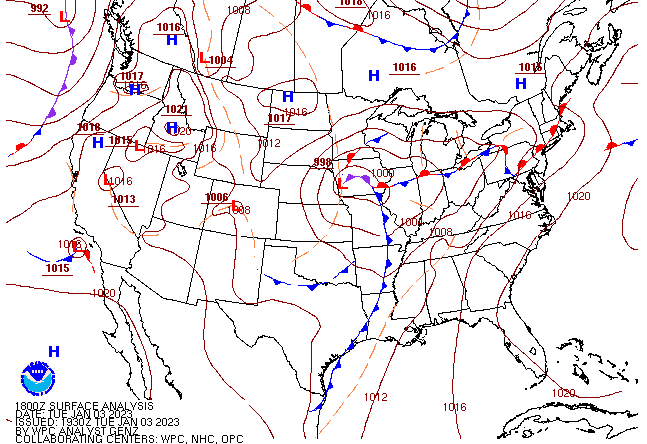 1 pm surface map