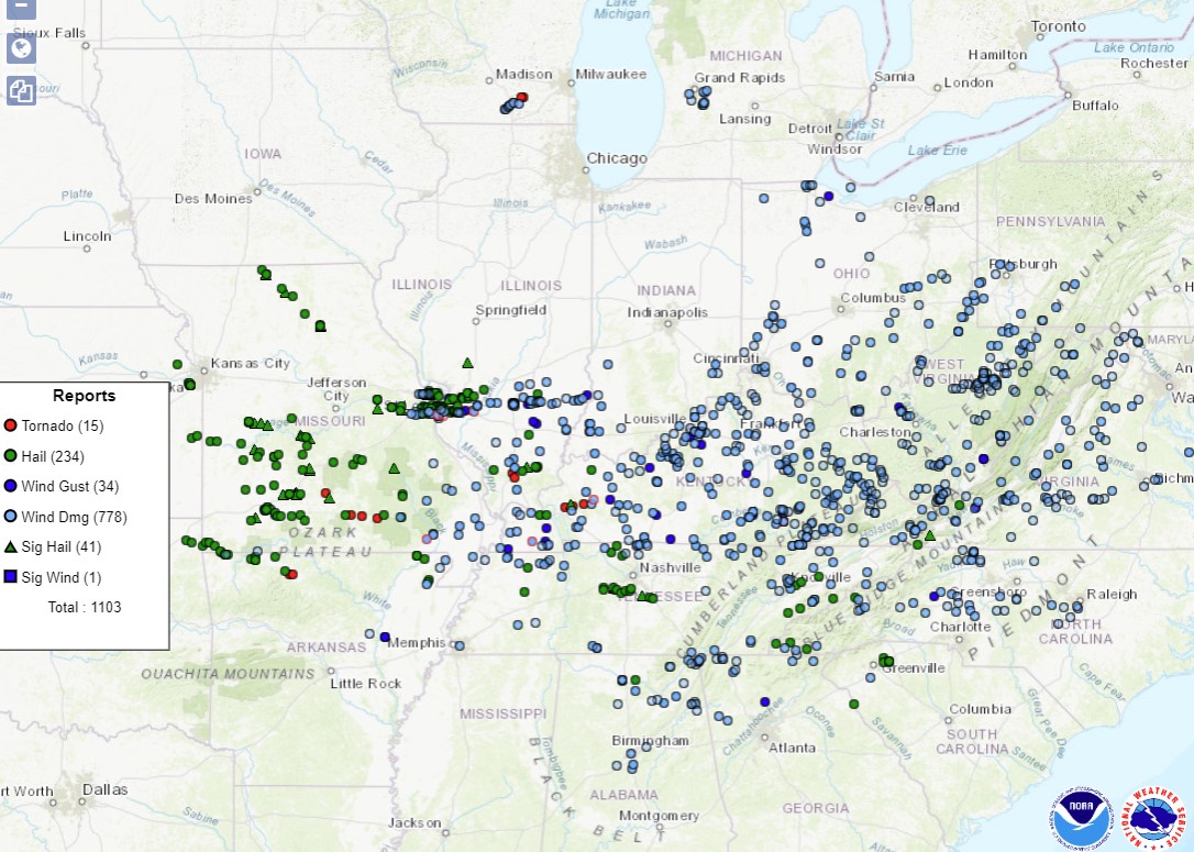 Severe weather reports from May 26