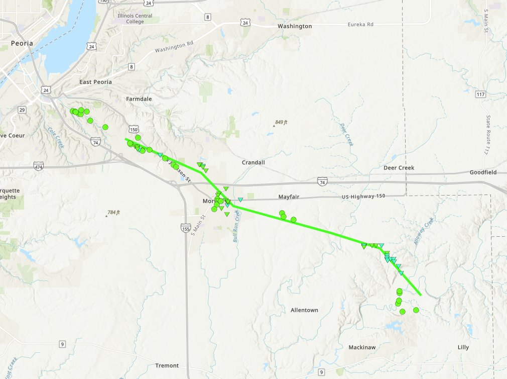 Track Map for East Peoria/Morton Tornado