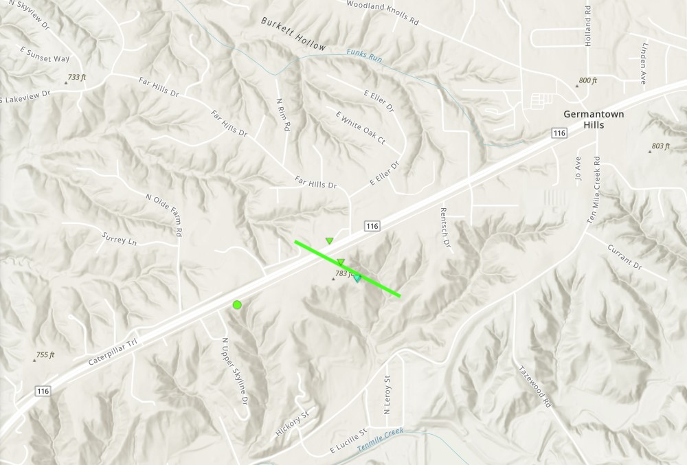 Track Map southwest of Germantown Hills