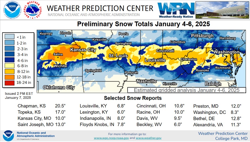 Overview of snow event, courtesy of Weather Prediction Center