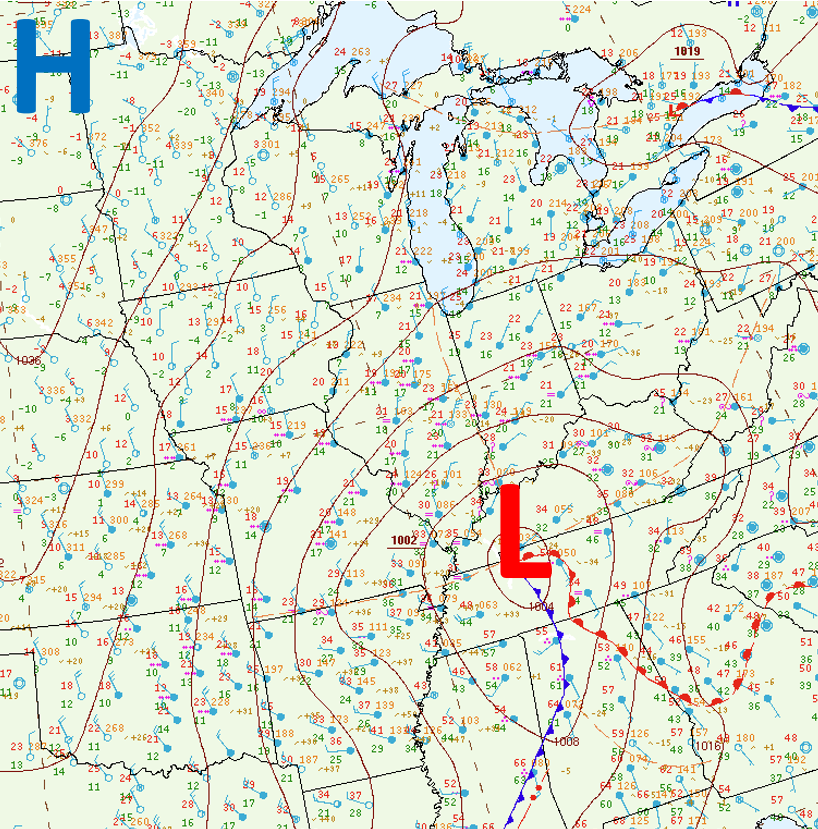 Surface map at 9 pm Sunday, January 6