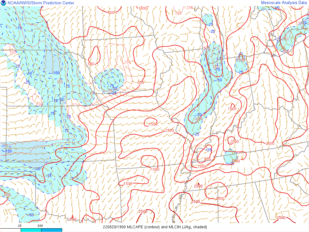 Environment - Mixed Layer CAPE at 3 PM EDT