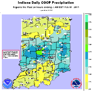 24 hour precipitation ending Feb 1 7:00 am