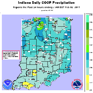 24 hour precipitation ending Feb 2 7:00 am