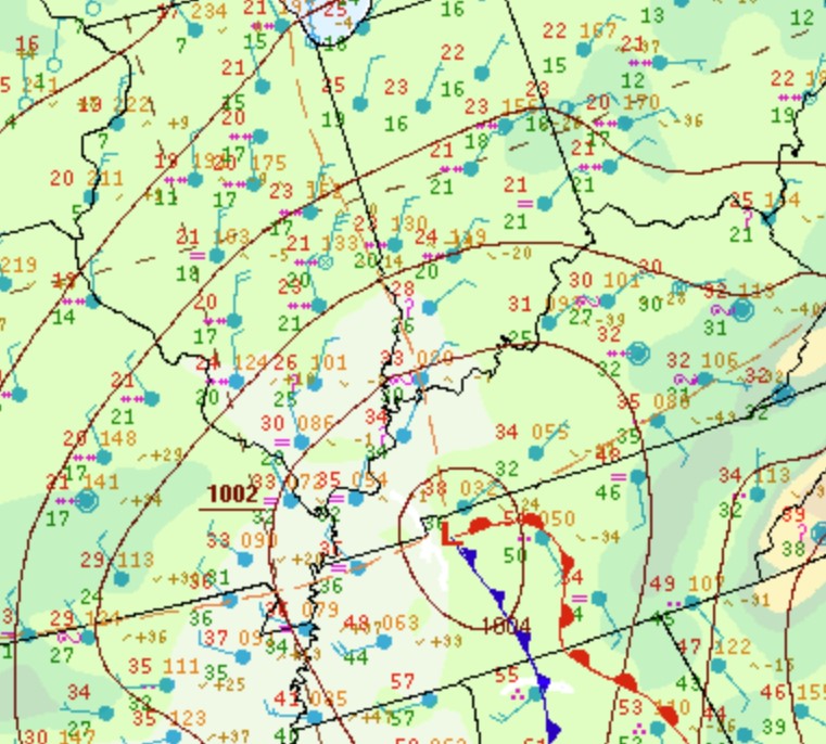 Environment - Surface map at 10pm Jan 5