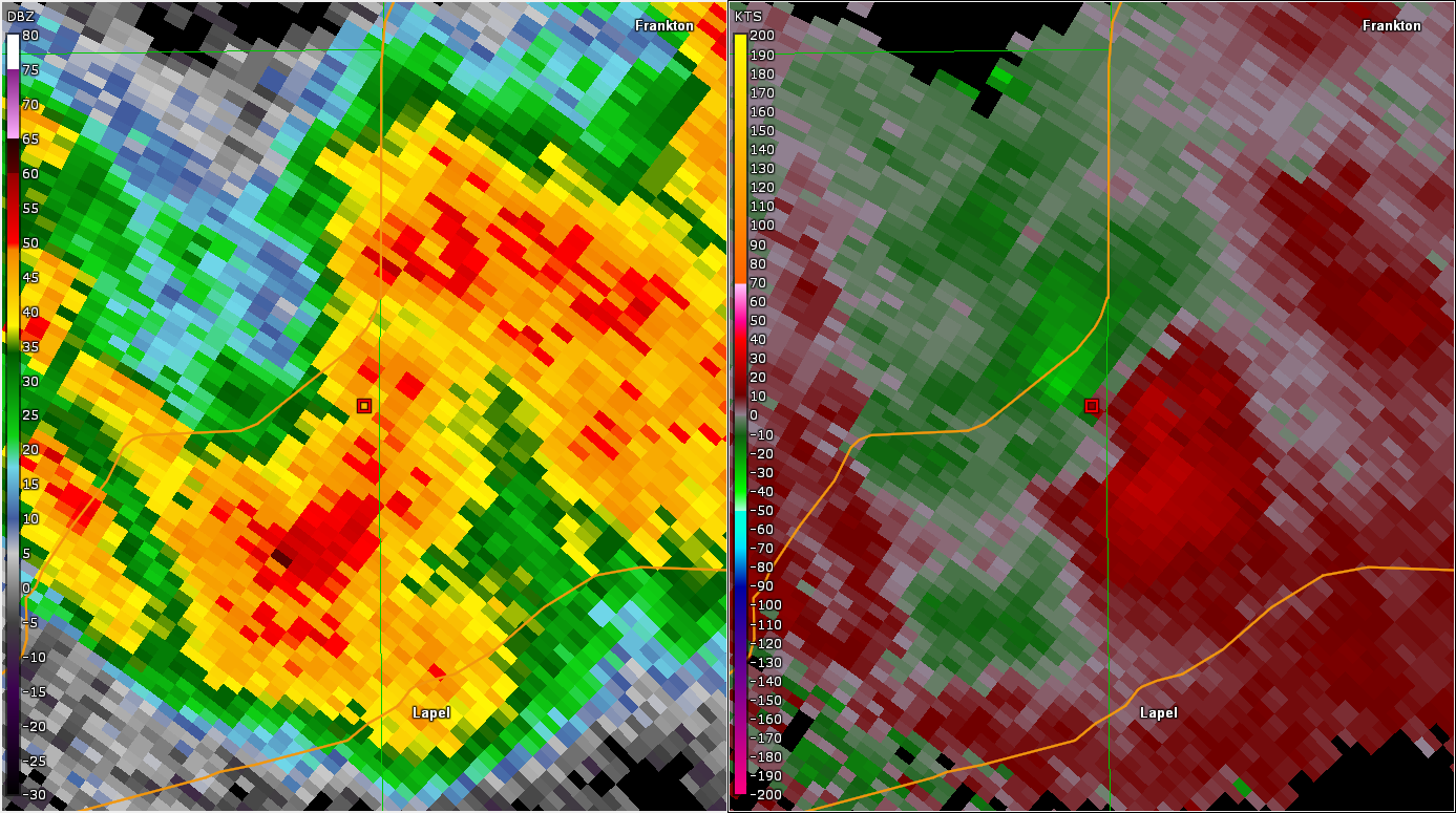 Radar/Storm Relative Velocity at 9:41 PM EDT