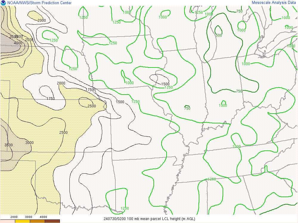 Environment: LCL height at 10 PM EDT showing low heights
