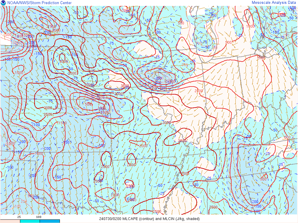 Mixed Layer CAPE at 10 PM EDT