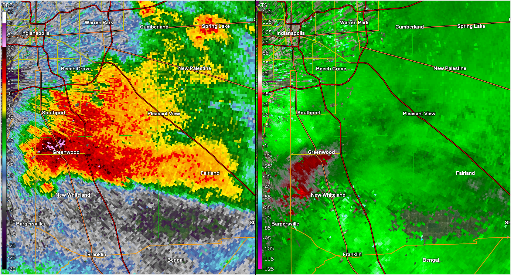 Radar image of Johnson Co Storm