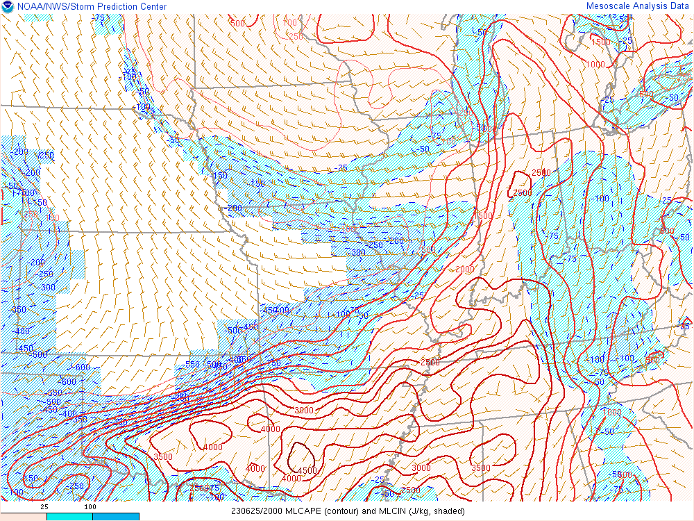Environment - Mixed Layer CAPE at 4 PM EDT