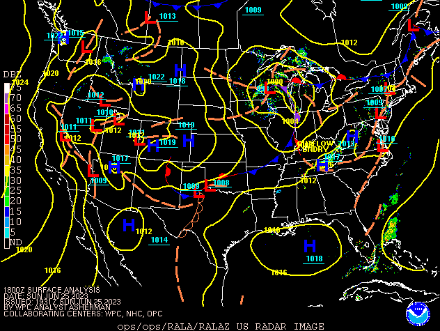 Environment - Surface Map at 2 PM EDT
