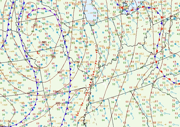 Environment - Surface map at 2 AM EDT 