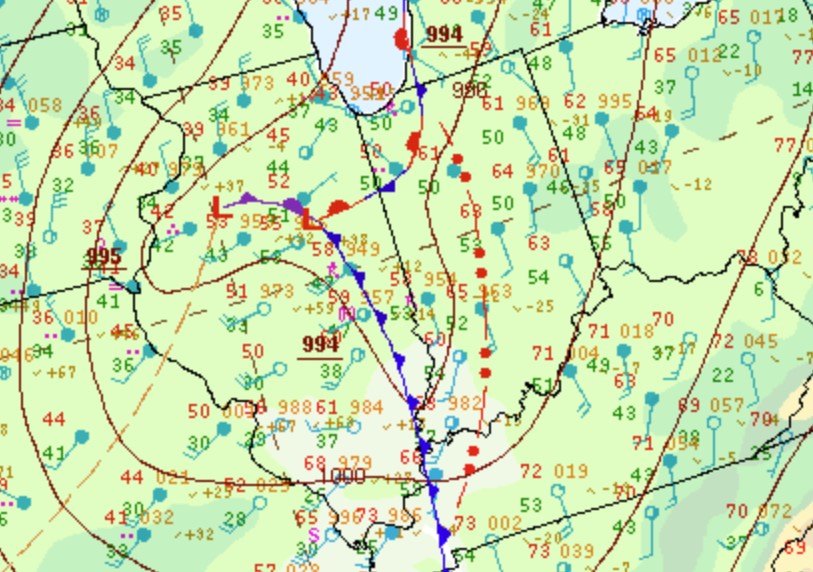 Environment - Surface Map at 8 PM EDT