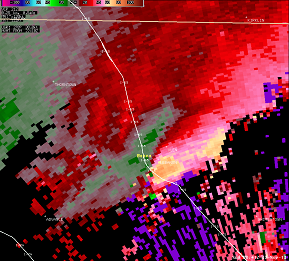 Storm Relative Velocity from 3:41 PM EST