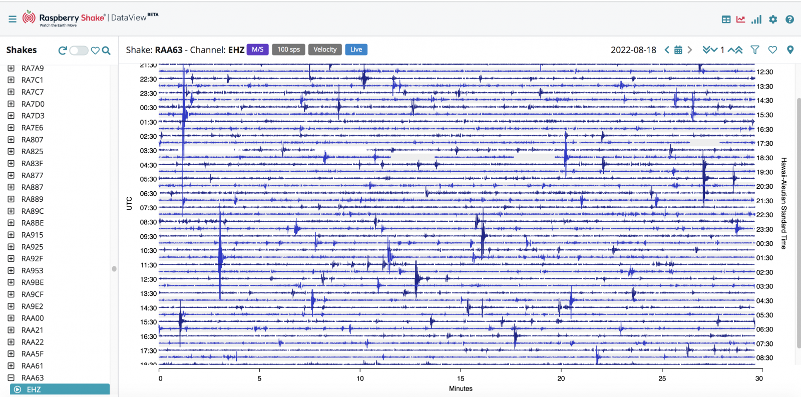 RAA63 18aug22 1200HST helicorder