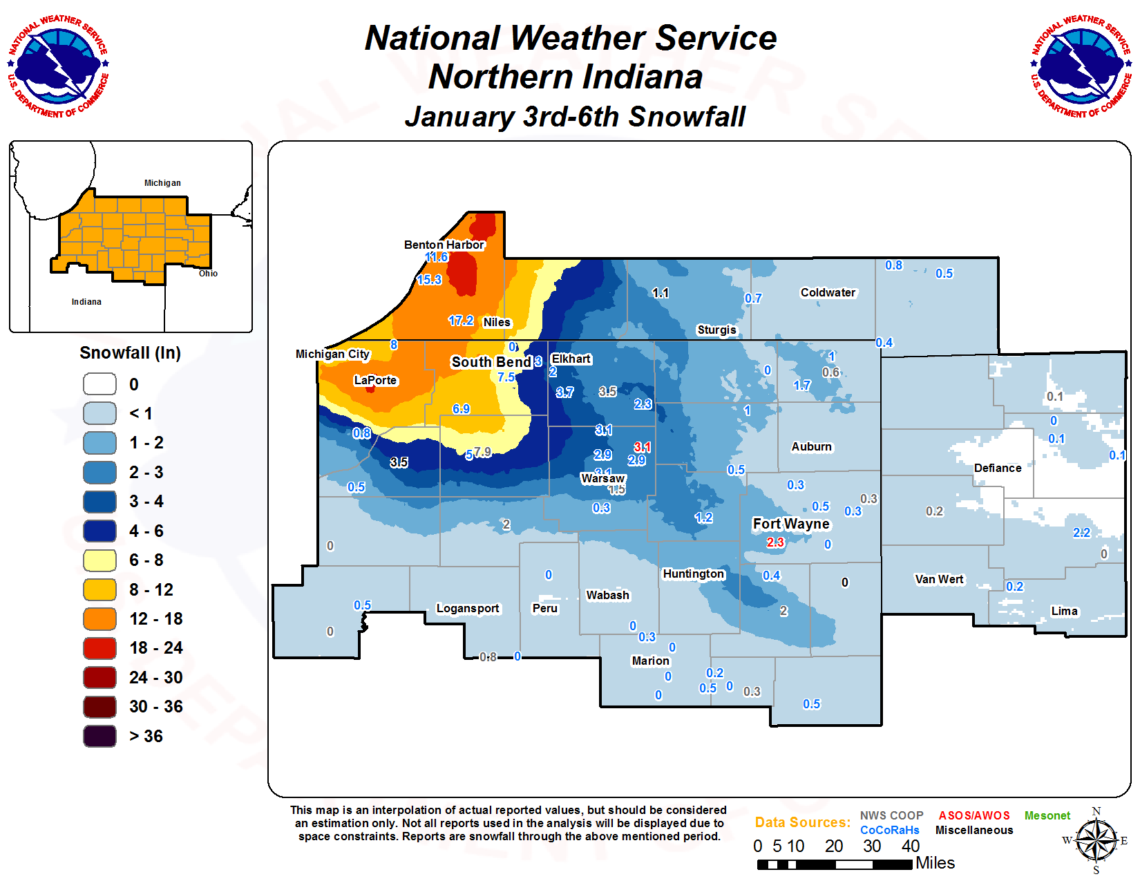 Jan 3 To Jan 6 Snowfall