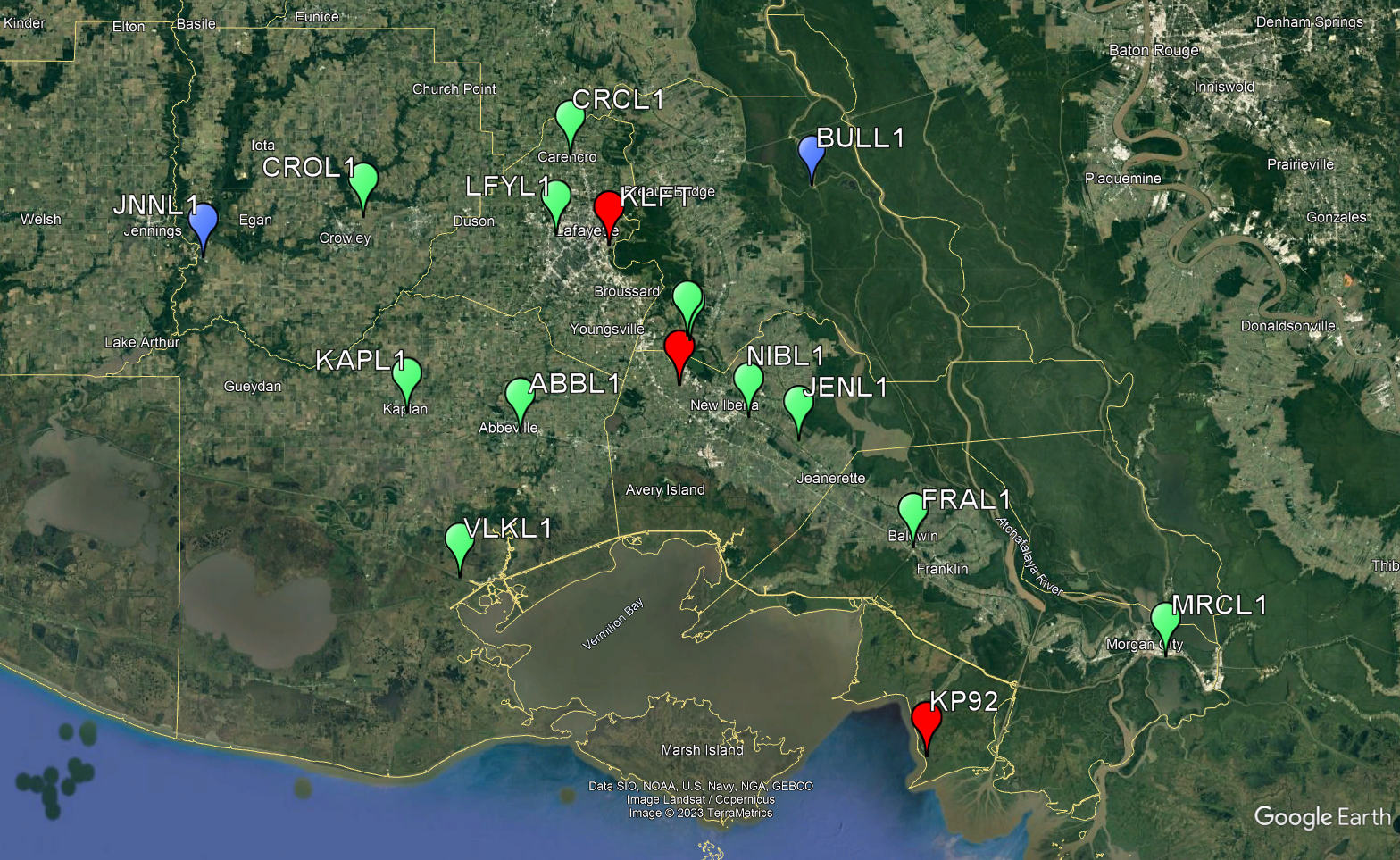 Southeast quadrant map for LCH coop climo data