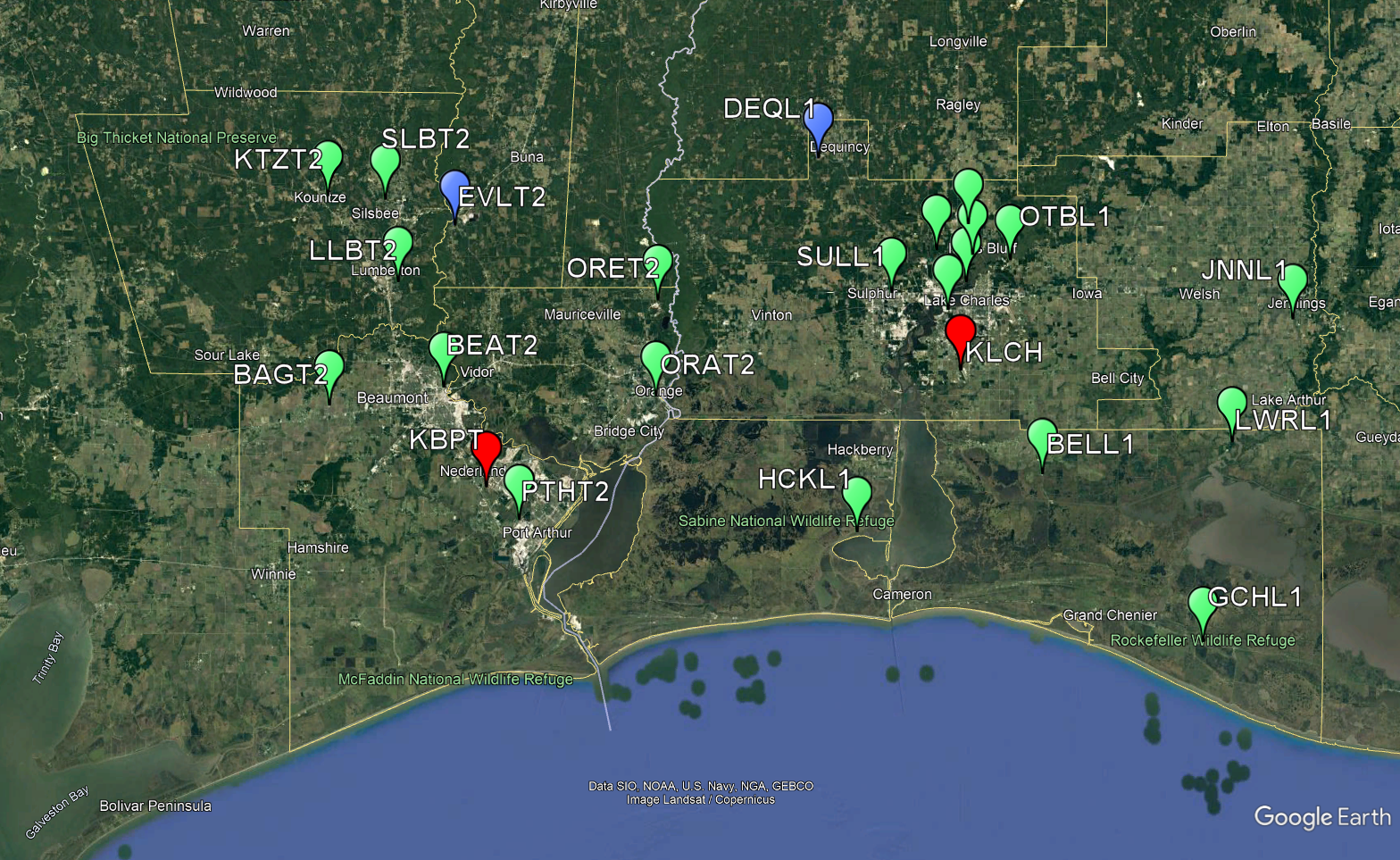 Southwest quadrant map for LCH coop climo data