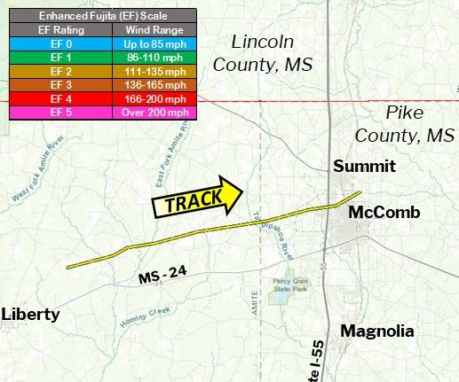 Pike County Ms Gis Nws New Orleans/Baton Rouge Mccomb, Ms Tornado Of April 23, 2020