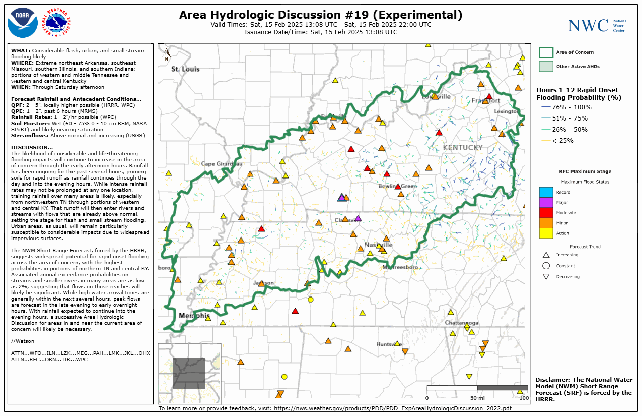 Experimental Area Hydrologic Discussion Issued Saturday, February 15th, morning.