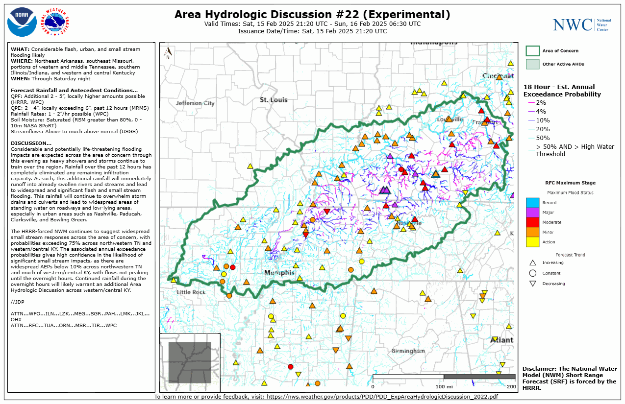 Experimental Area Hydrologic Discussion Issued later Saturday, February 15th, afternoon.