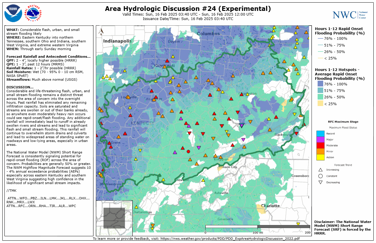 Experimental Area Hydrologic Discussion Issued Saturday, February 15th, evening.