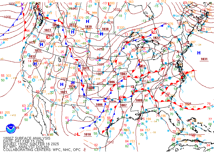 WPC Surface Analysis Saturday afternoon.