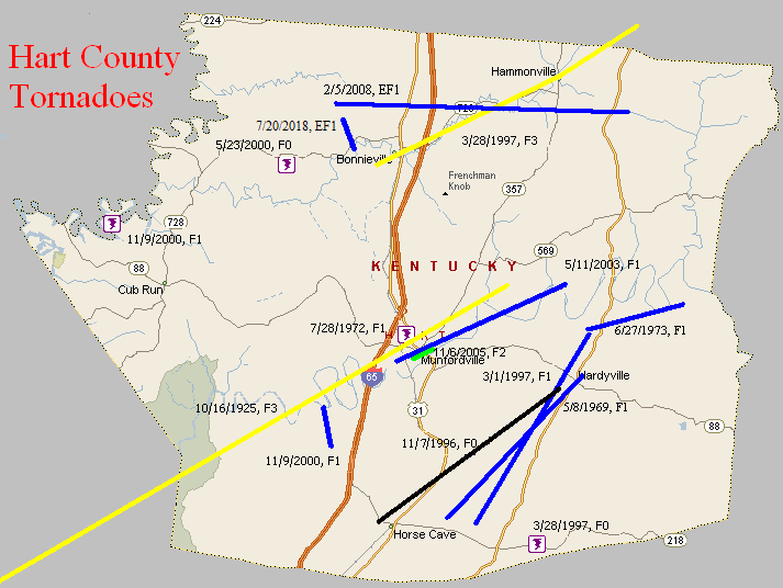 Hart County Ky Map Tornado Climatology Of Hart County