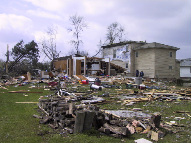Photo showing damage in the North Utica area