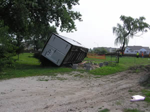 Trailer tipped over from tornado in Bolingbrook