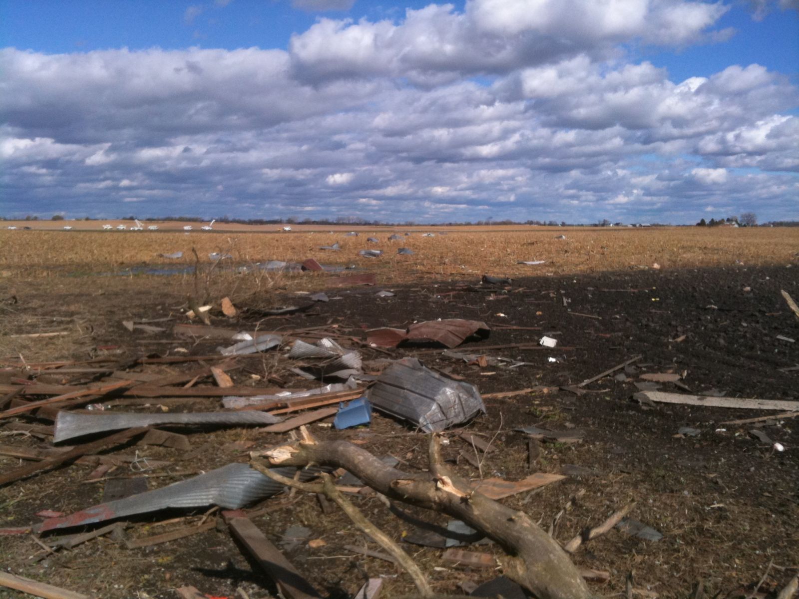 Photo showing tornado debris near Peotone