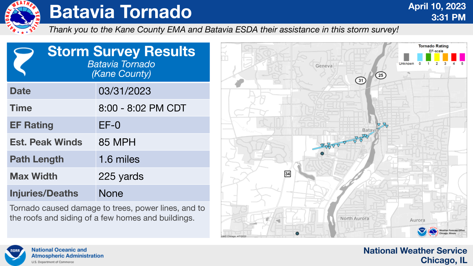 Batavia Area Tornado Map