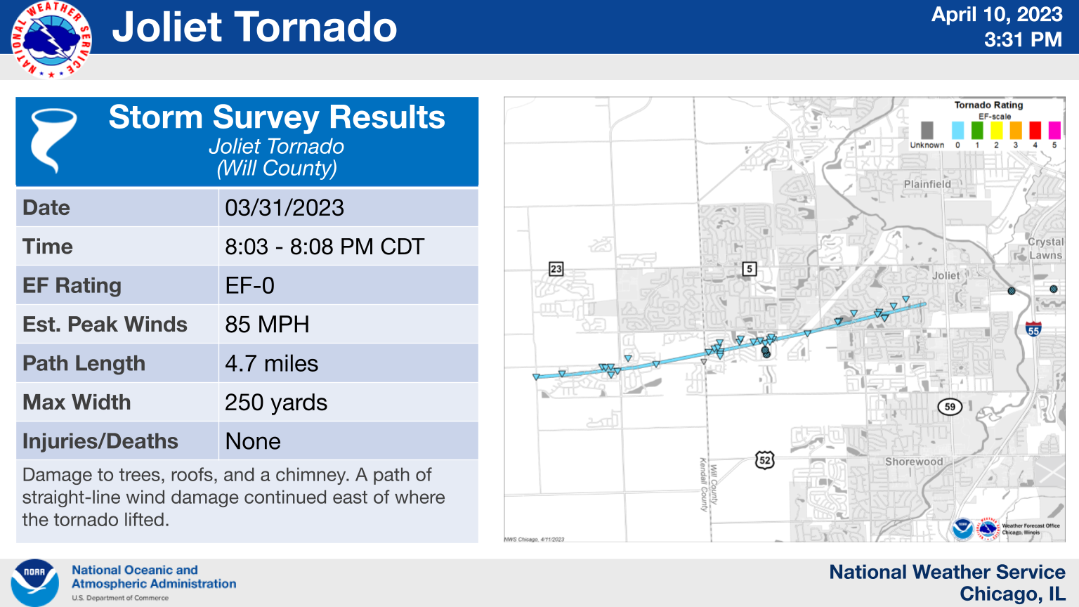 Joliet Area Tornado Map