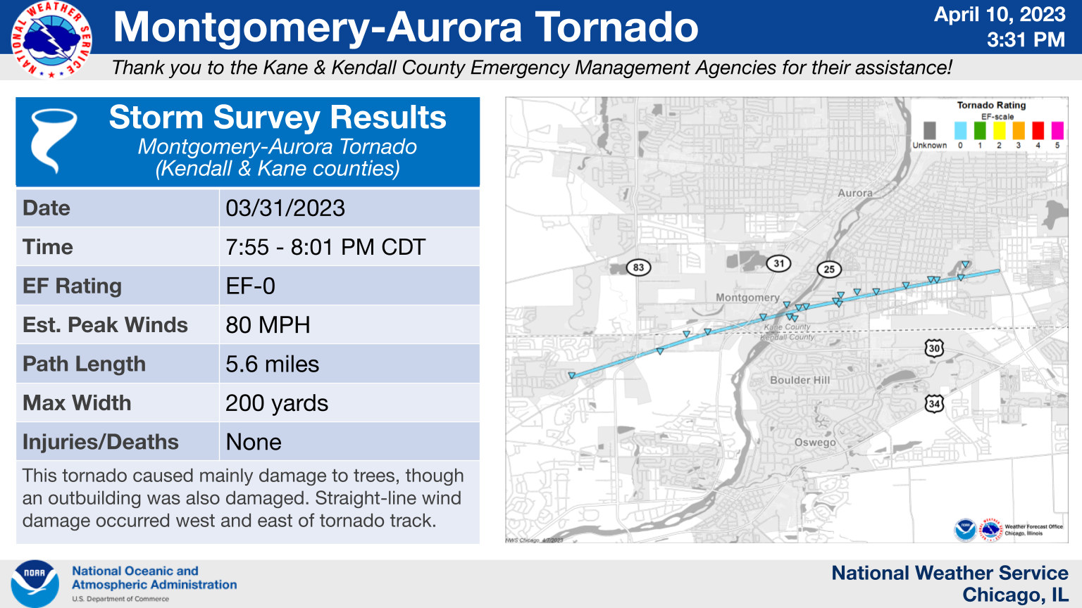Montgomery-Aurora Area Tornado Map