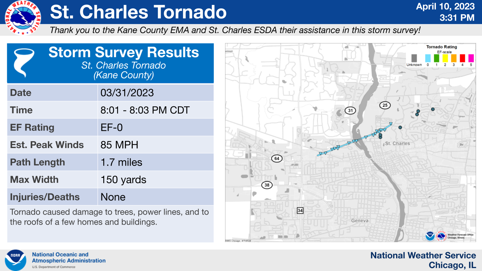 St. Charles Area Tornado Map