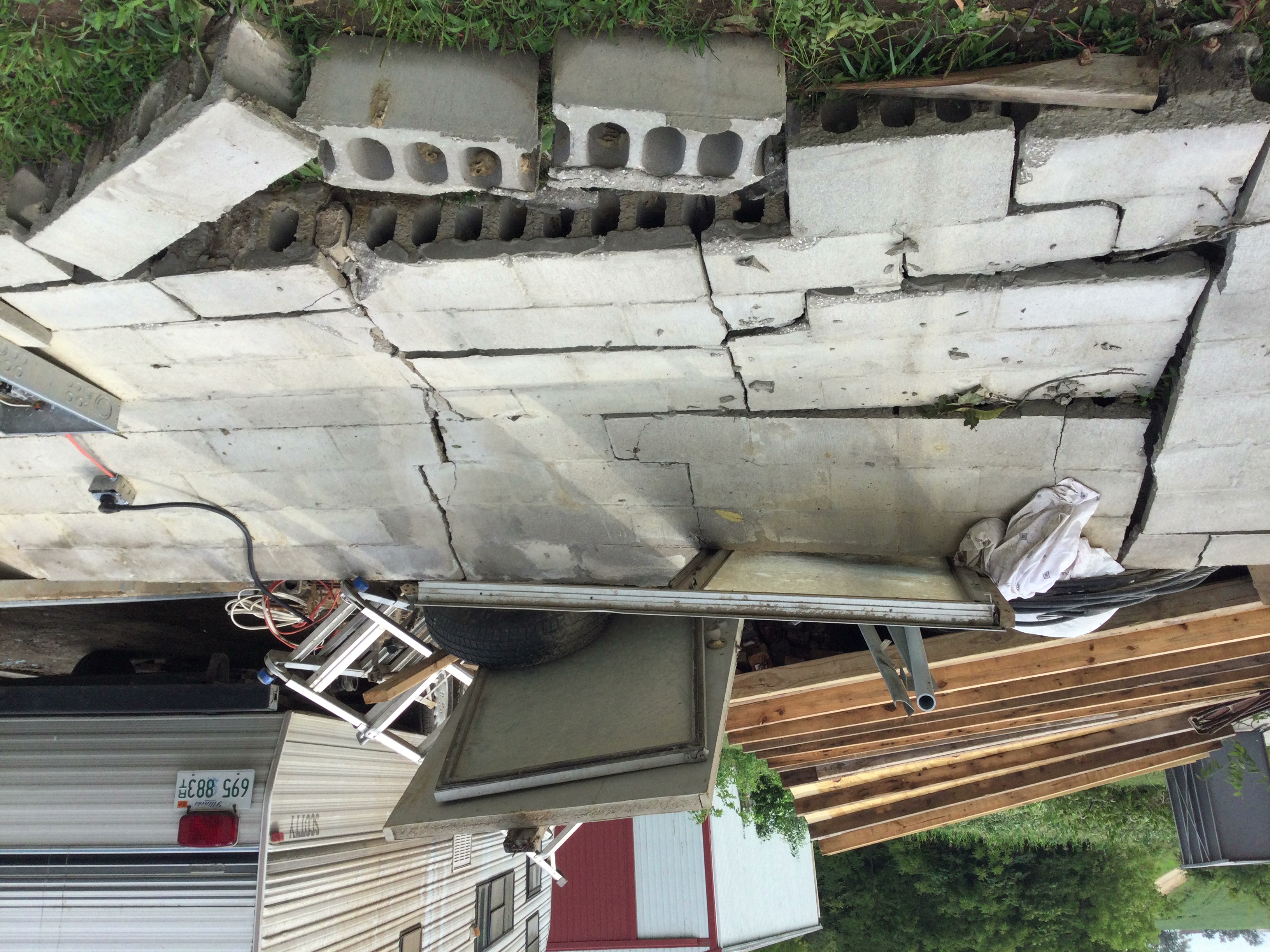 Photo of damage to an outbuilding near Marcelline, Illinois