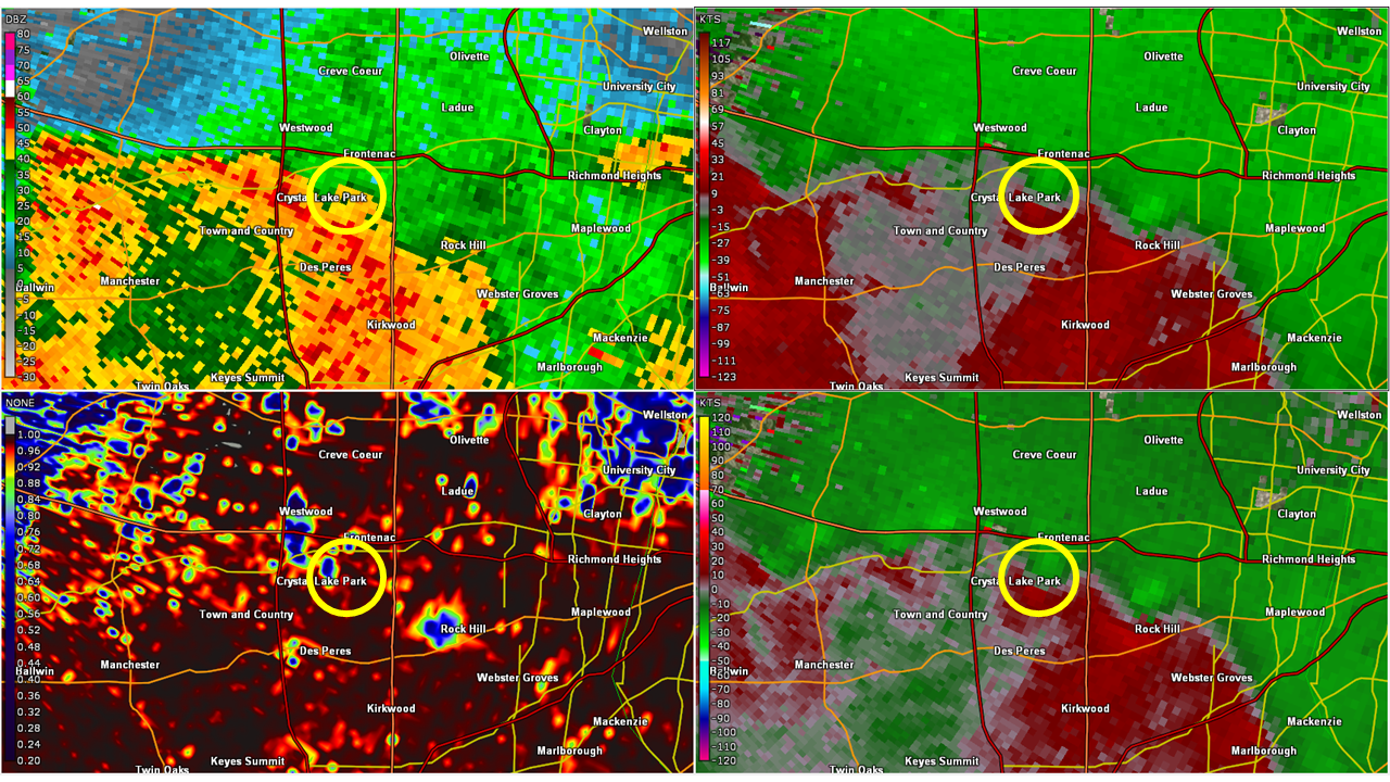 Radar data from the Frontenac, MO tornado.