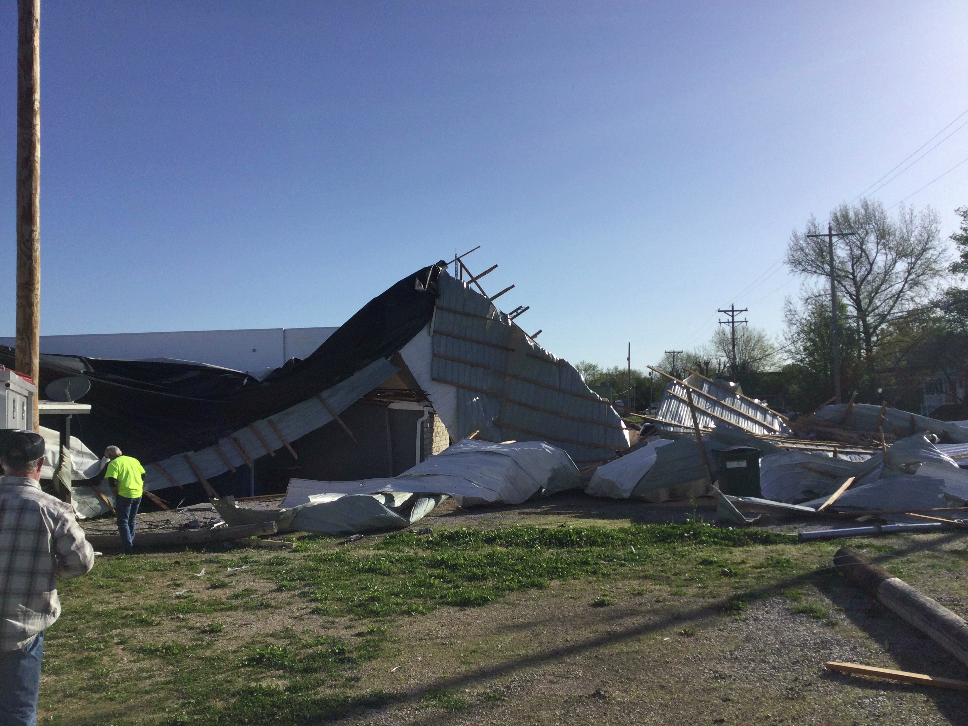 Photo of an outbuilding destroyed in Sullivan, MO.