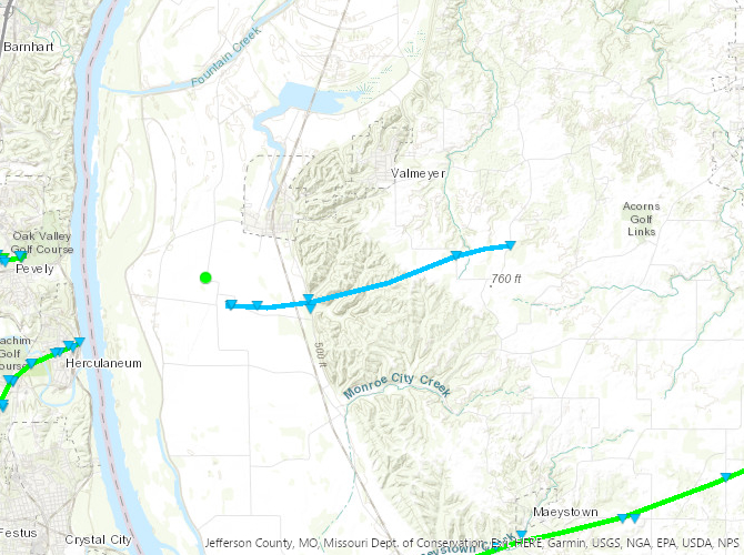Map of Valmeyer, IL tornado track