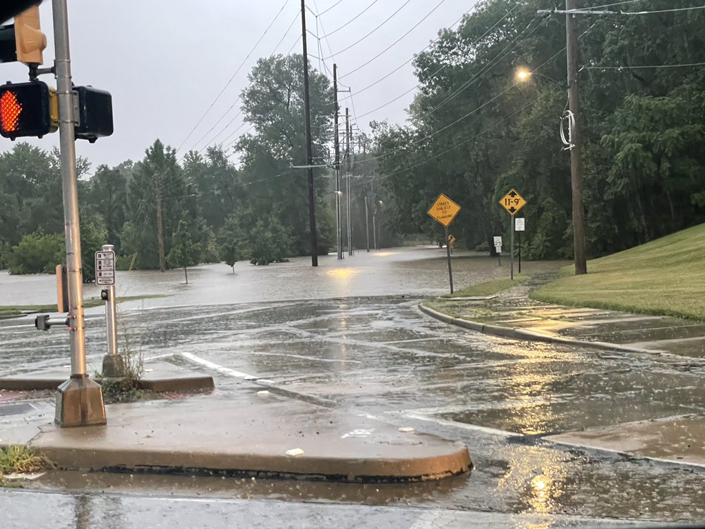 Flooding on S. Brentwood and Marshall Avenue in Webster Groves, MO.