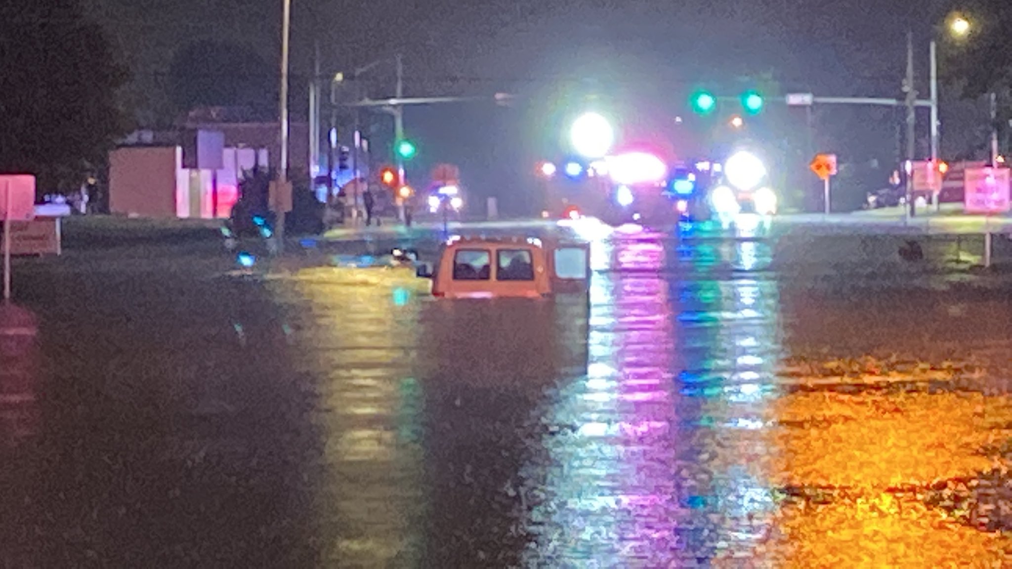 Flooding at Schuetz Road and Adie Road in Maryland Heights, MO.