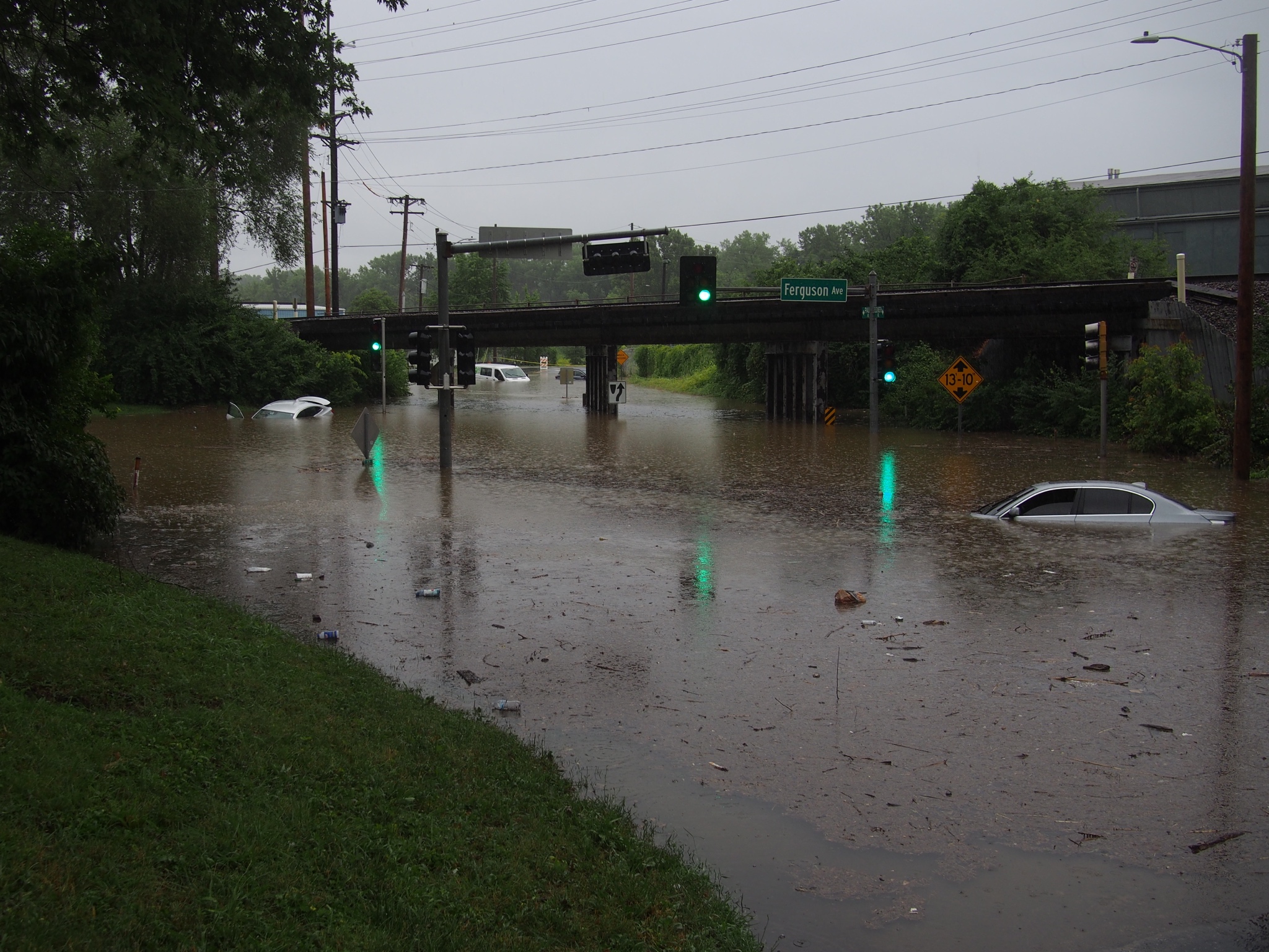 Flooding on South Elizabeth and Ferguson Avenue in Ferguson, MO.