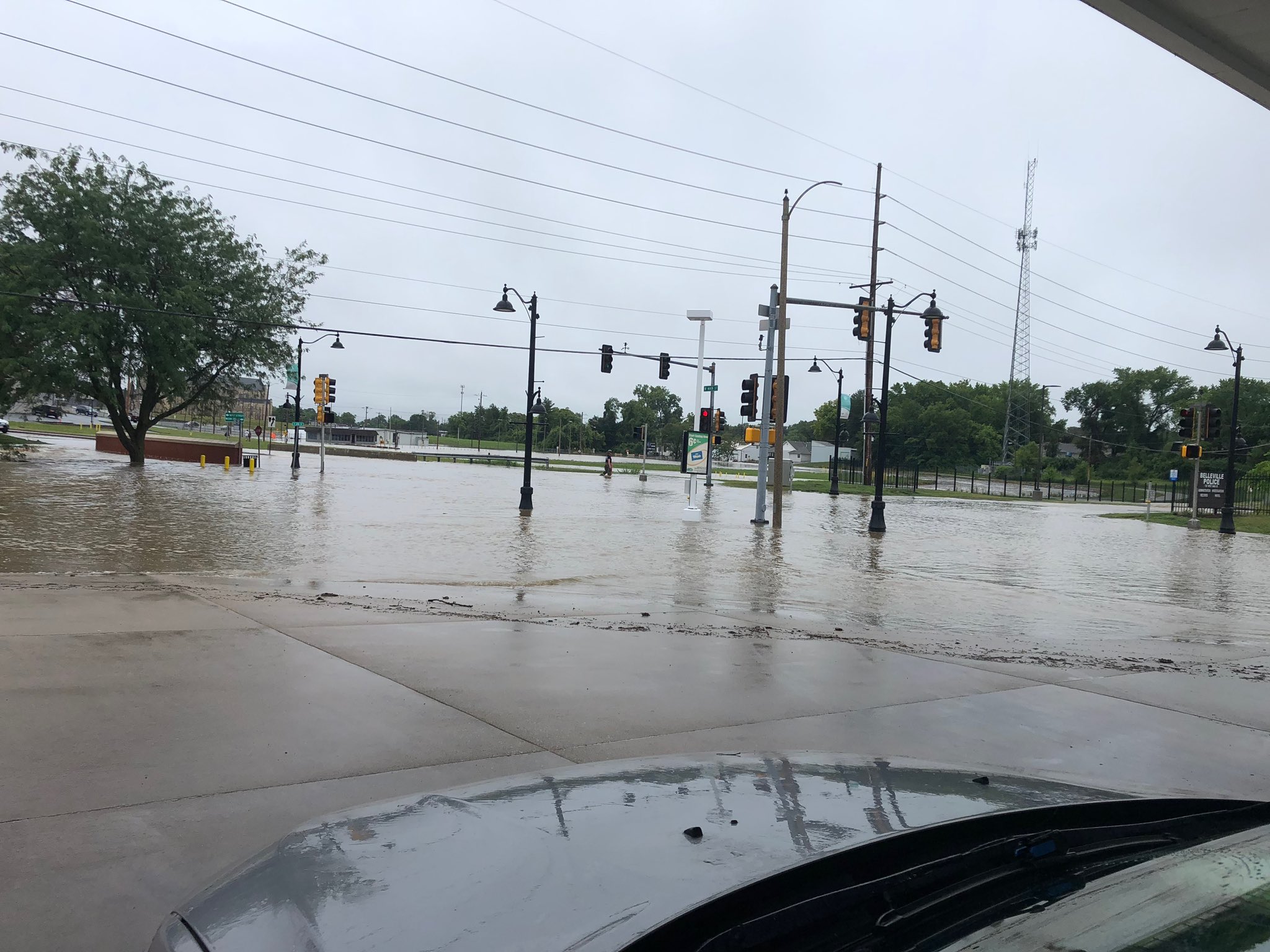 Flooding on Richland Creek at W. Main Street in Belleville, IL.