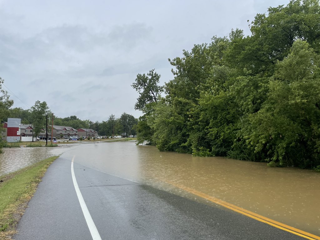 Flooding on Highway P in O'Fallon, MO.