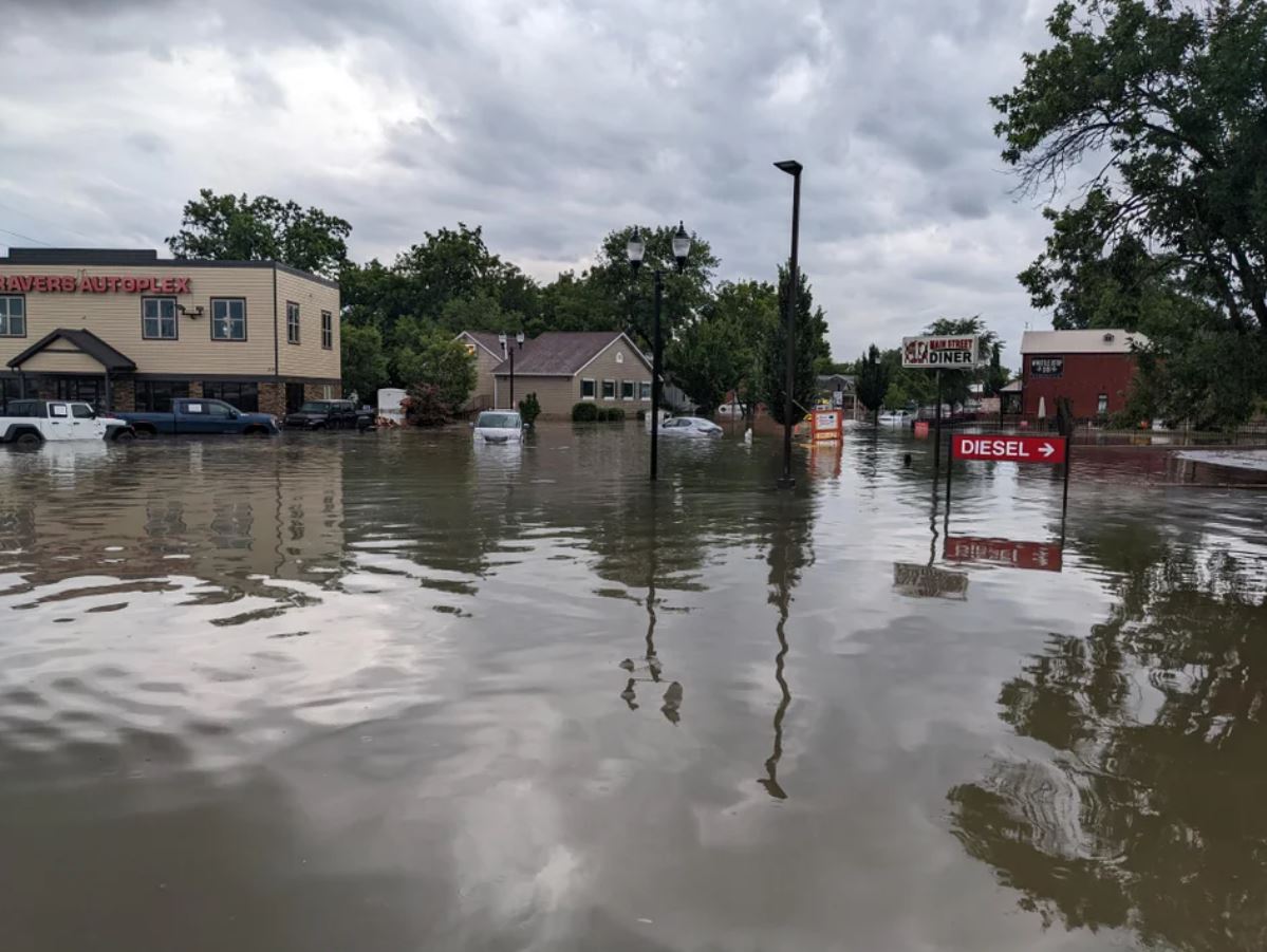 Flooding on Main Street in St. Peters, MO.