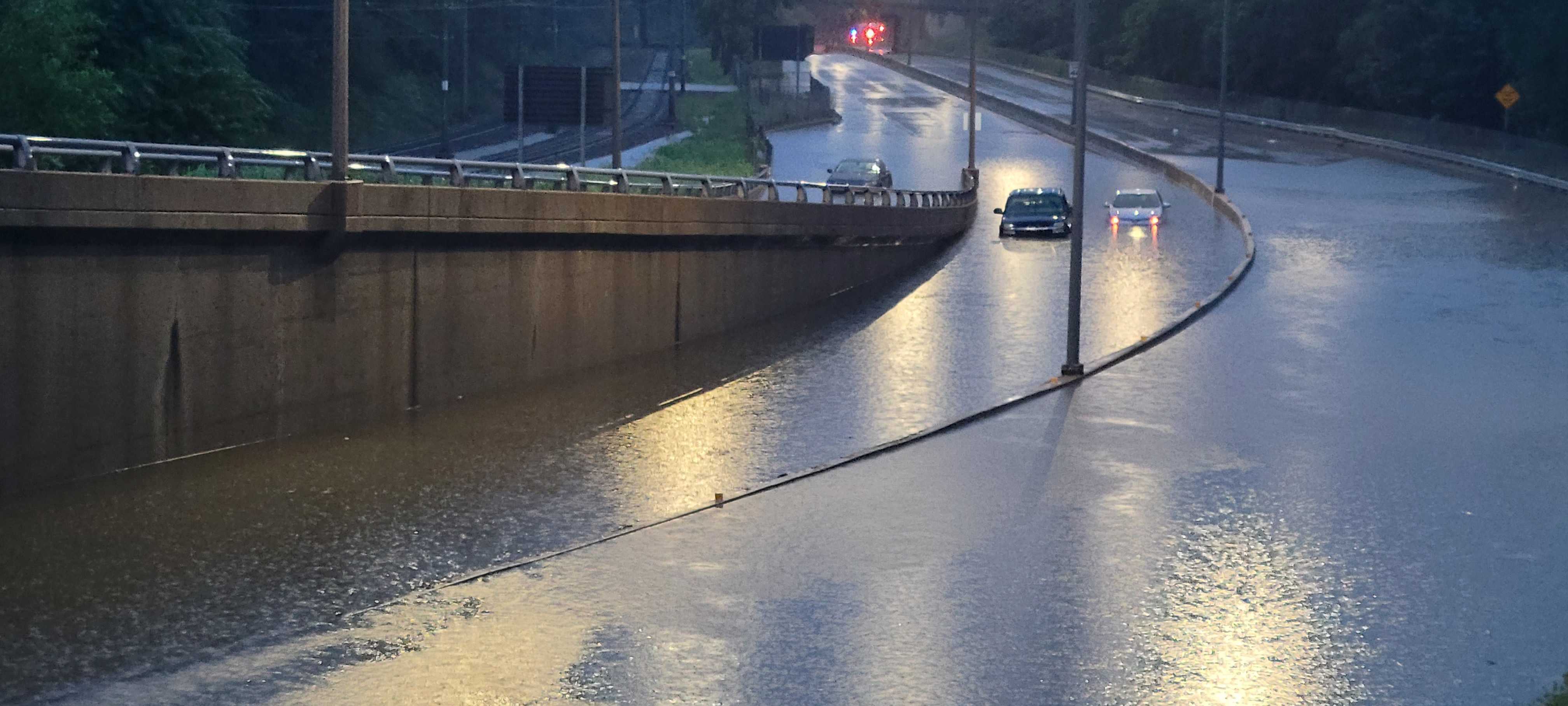 Flooding at Forest Park Parkway and Union Blvd. in St. Louis, MO.