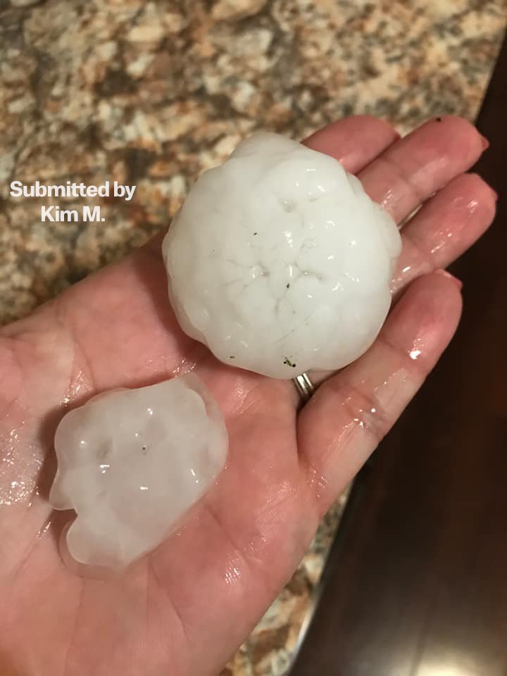 Photo of large hail in Creve Coeur, MO.