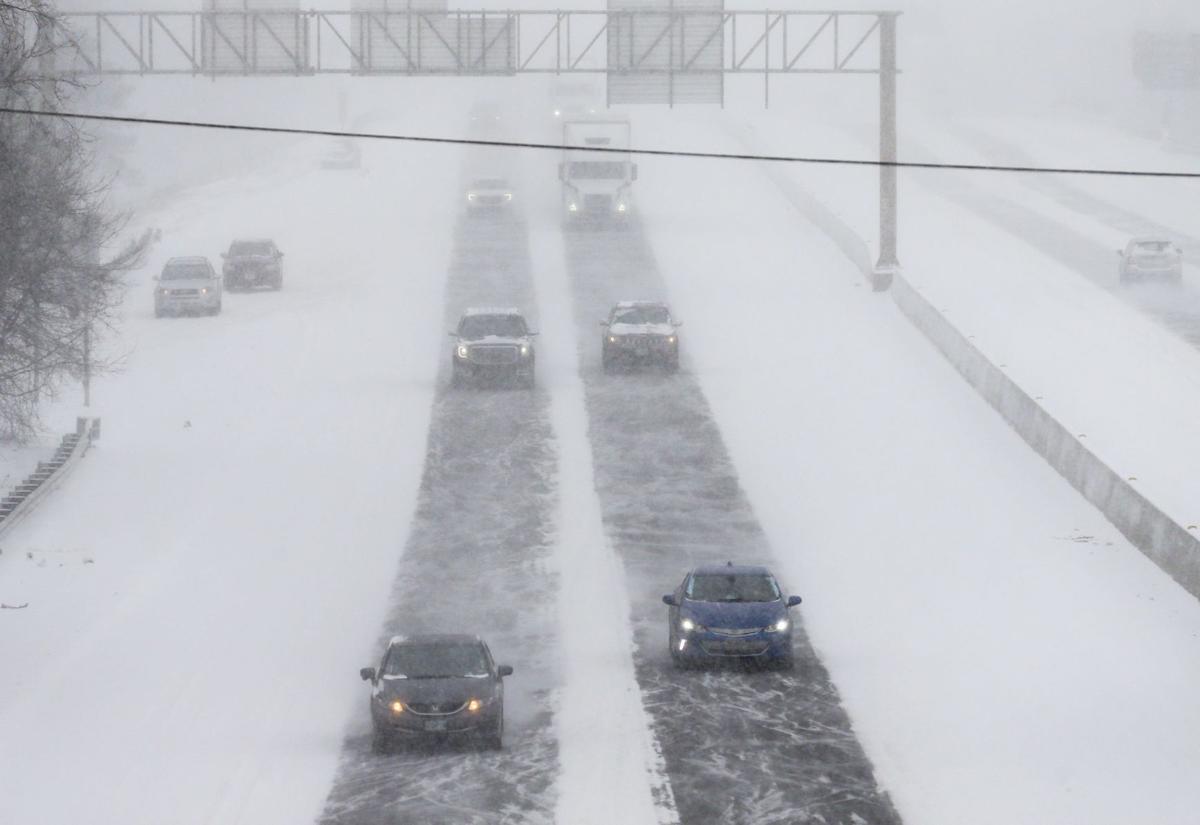 Photo of a snowy Interstate 44 in St. Louis.